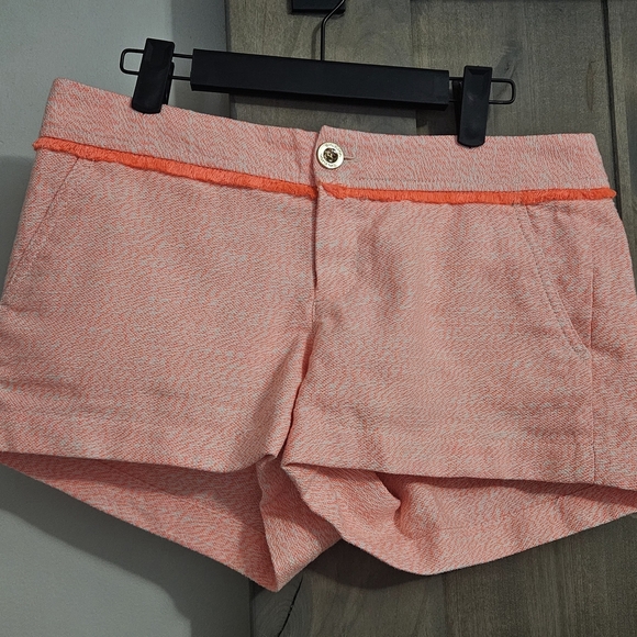 LILLY PULITZER 3" Walsh Textured Shorts In Coral/white. Fringe Detail. Size 4 - Picture 5 of 14